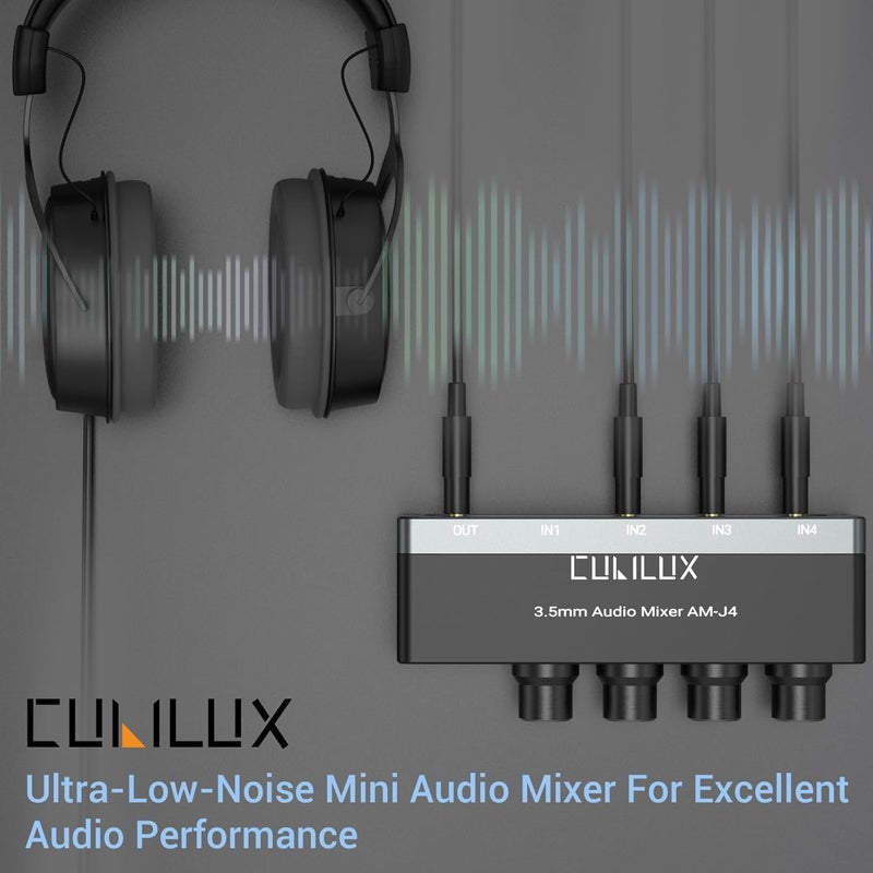 Cubilux 4-Channel 3.5mm Audio Mixer, Ultra-Low-Noise Mini Audio Mixer for Sub-Mixing, 1/8 TS/TRS Input, Stereo Switcher Suitable for Guitars, Bass, Keyboards - Image 2